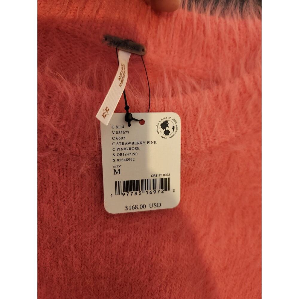 Free‎ People Harrison Fuzzy Oversized Sweater M Pink Teddy Furry Eyelash NWT - Picture 8 of 10